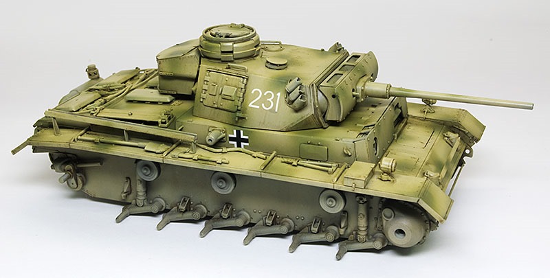 スミ入れ塗料の拭き取り　3号戦車M初期型